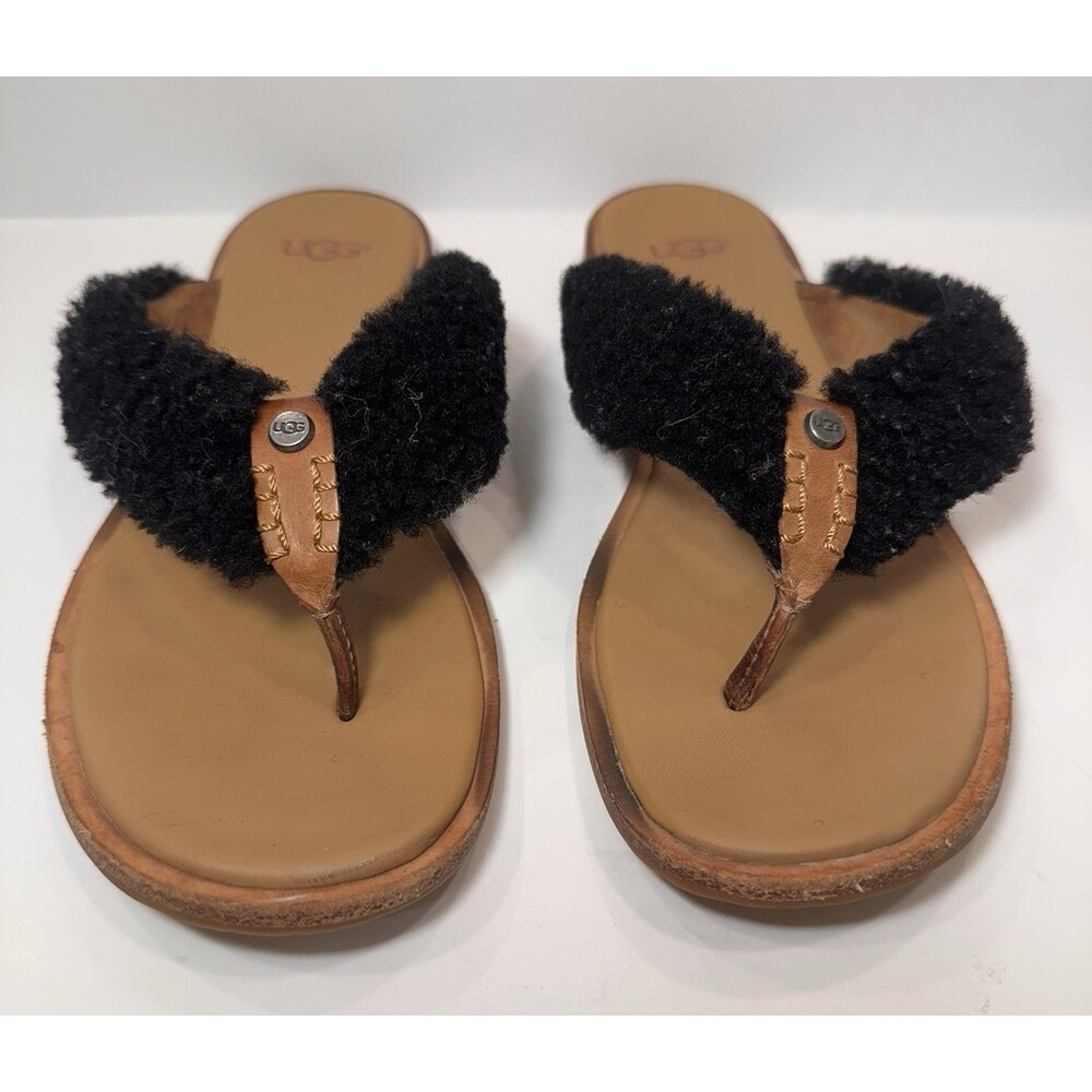 UGG Australia ALICIA Size 6.5 1101030 Women's Sandals Thang Faux Fur